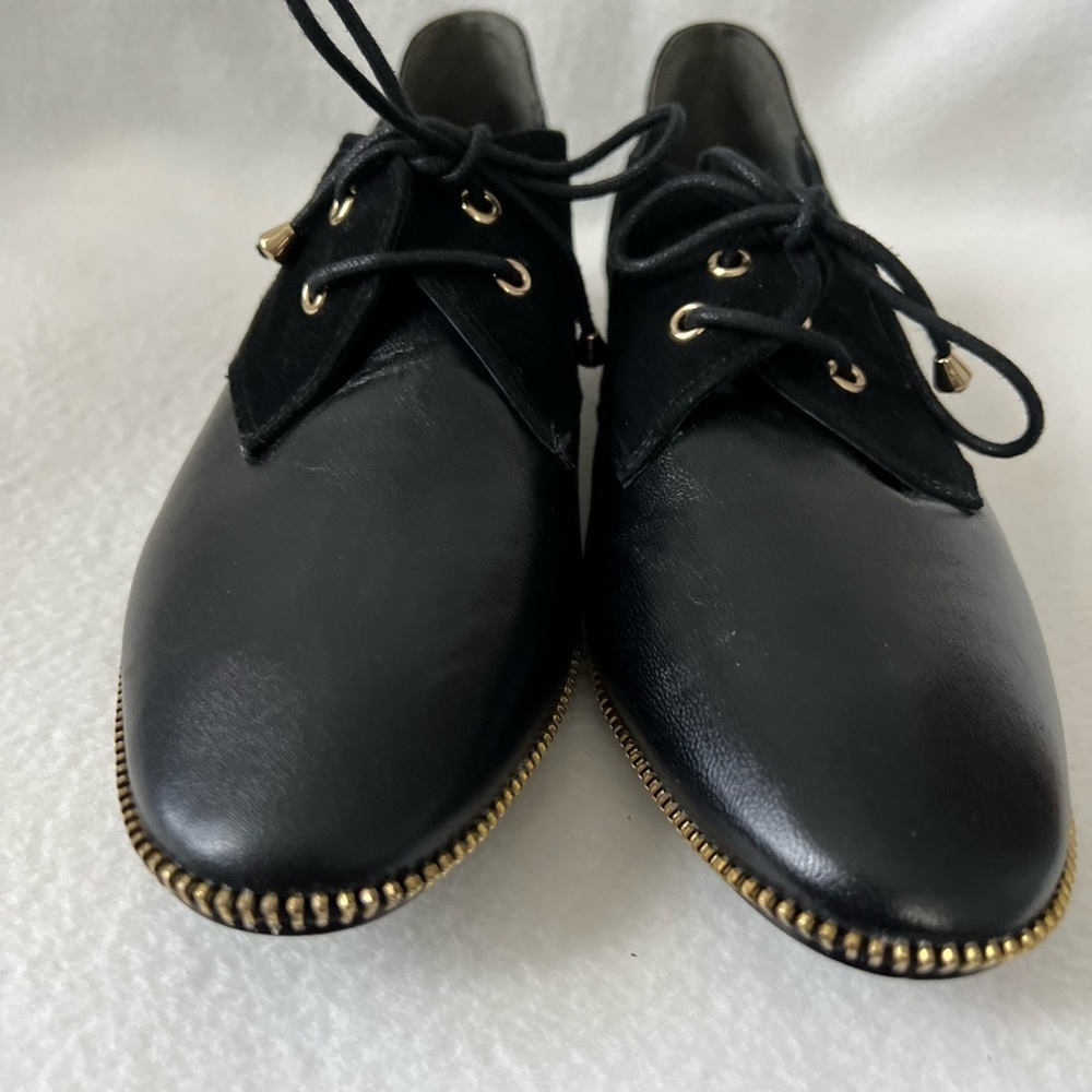 Adrianna Papell Size 8 1/2 Leather Black Lace-Up Loafer with Zippered Accent - Picture 11 of 15